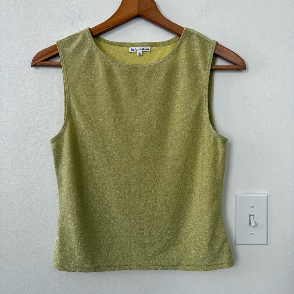 Reformation Andres Knit Top in Sparkling Green - Picture 6 of 9